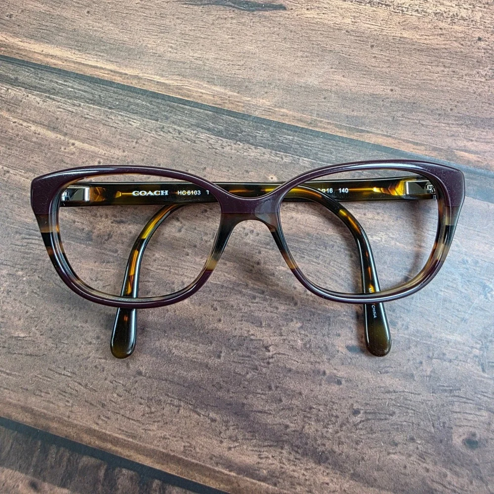 Coach HC6103 Oxblood Tortoise Varsity Stripe Cat Eye Eyeglass Frames 52-16-140